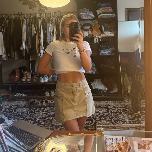 Khaki Cargo Mini Skirt - Picture 1 of 4